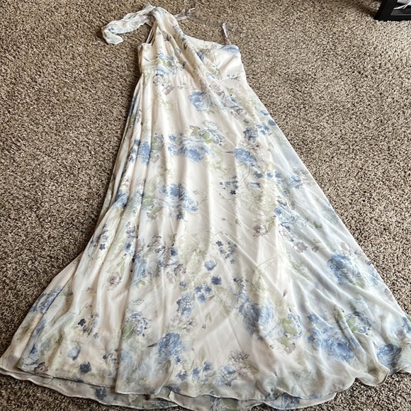 After Six Chiffon Draped One Shoulder Cocktail Weeding Guess Floral Maxi Size 12 - Picture 2 of 12